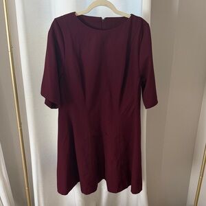 H&M Burgundy Classic Work Dress